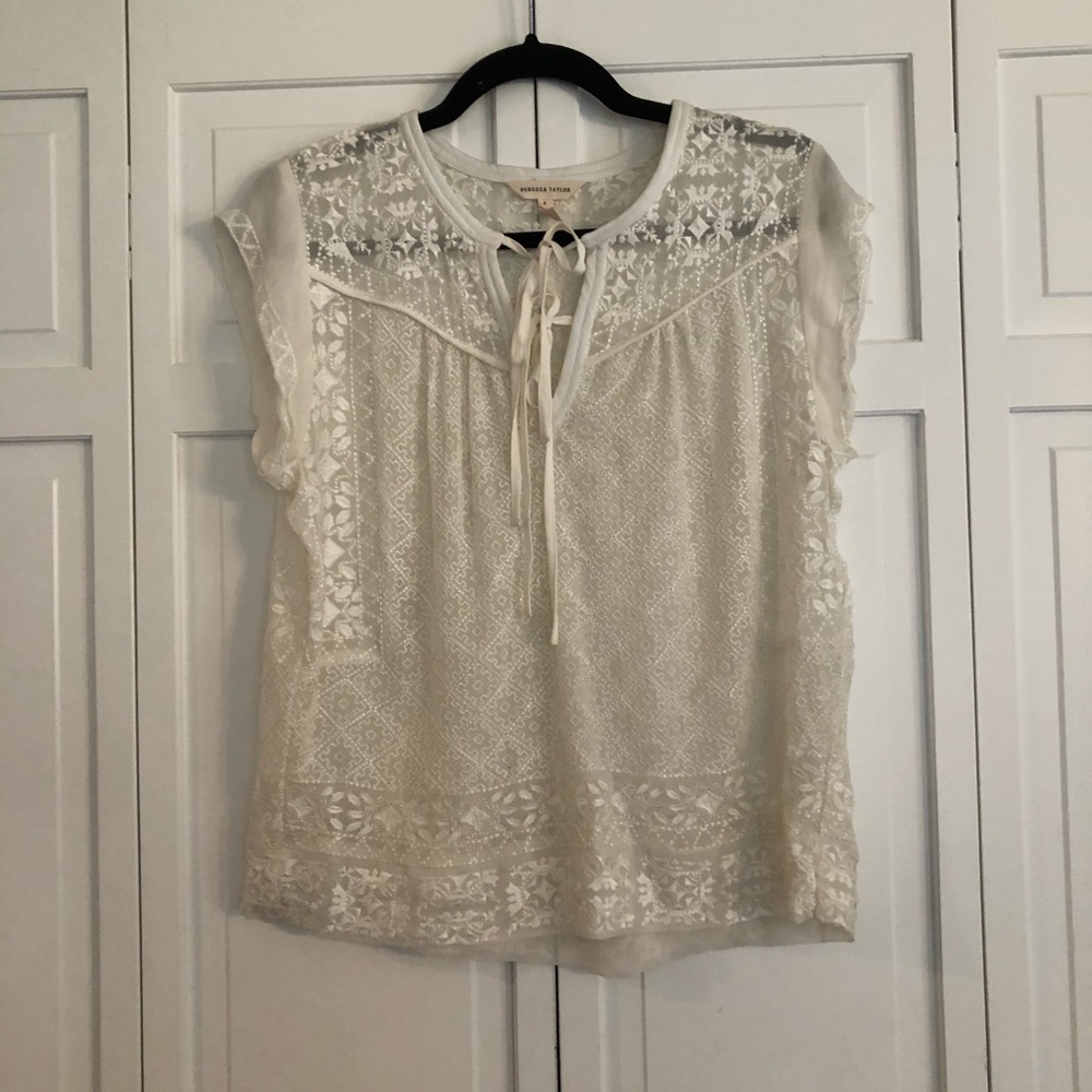 Rebecca Taylor embroidered sheer top
